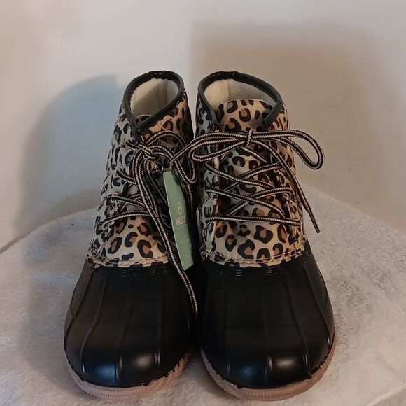 Magellan Quilted Leopard Print Women's Duck Boots - Picture 2 of 8